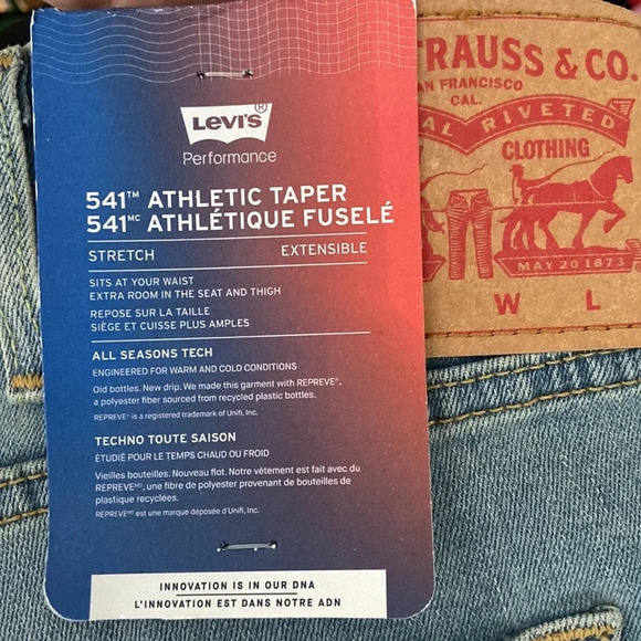 Levi’s 541 Athletic  Taper Stretch Denim Jeans Sz 54 x 32 - Picture 8 of 11